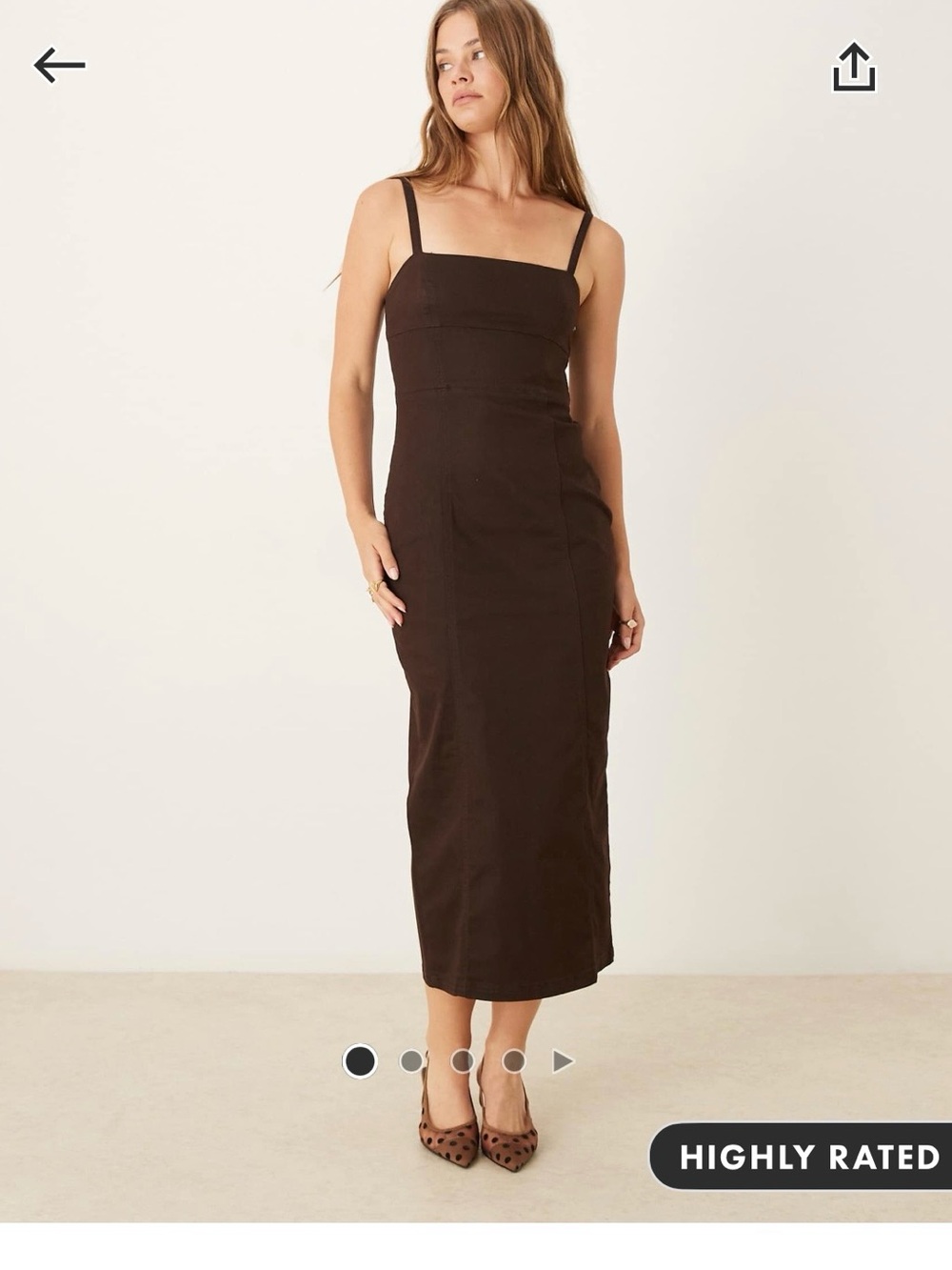 ASOS DESIGN Chocolate Brown Denim Midaxi Dress Size 2. Sold Out Online.